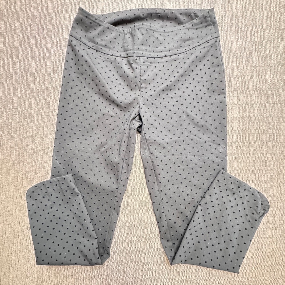 Soft Surroundings Women's Flocked Velvet Polka Dot Pull On Pants Grey PS